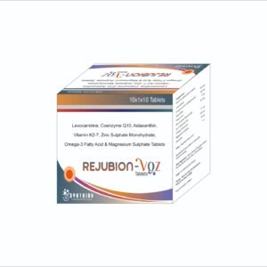 Rejubion-VQZ Tablets 10x1x10 by DrugsWell - Levocarnitine, Coenzyme Q10, Astaxanthin, Vitamin K2-7, Zinc Sulphate, Omega-3 & Magnesium Sulphate